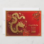 Invitation Nouvel An Chinois 2024 Ajouter Nom, Red Gold Drago (Devant)