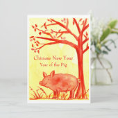 Invitation Nouvel An chinois de la fête du cochon Rouge (Debout devant)