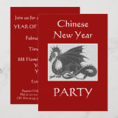 Invitation Nouvel an chinois de la fête du Dragon (Devant / Derrière)