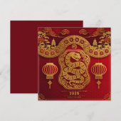 Invitation Nouvel An chinois de l'invitation au serpent (Devant / Derrière)