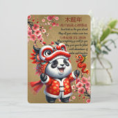Invitation Nouvel An chinois - Jolie Panda-Année du Dragon (Debout devant)