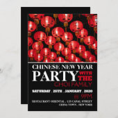 Invitation Nouvel An chinois, Lanternes rouges (Devant / Derrière)