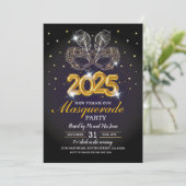 Invitation Nouvel An de la Masquerade Party Black Gold (Debout devant)