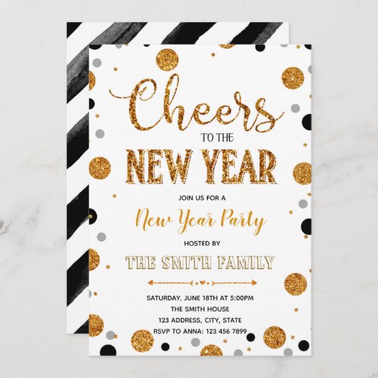 Invitation Nouvel an d'invitation (Devant / Derrière)