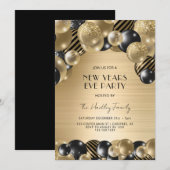 Invitation Nouvel An Élégant en Or (Devant / Derrière)