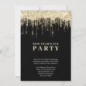 Invitation Nouvel An Eve Elegant Black Gold Parties scintilla (Devant)