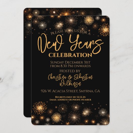 Invitation Nouvel An Eve Firework (Devant / Derrière)