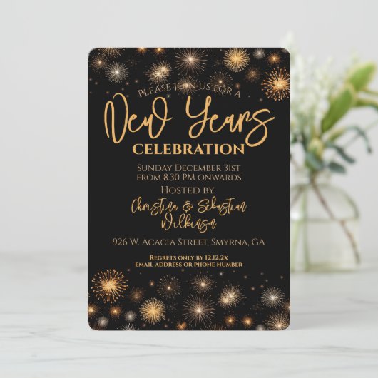 Invitation Nouvel An Eve Firework (Debout devant)