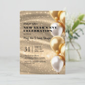 Invitation Nouvel An Eve Gold Sequins Chatoyants Ballons (Debout devant)