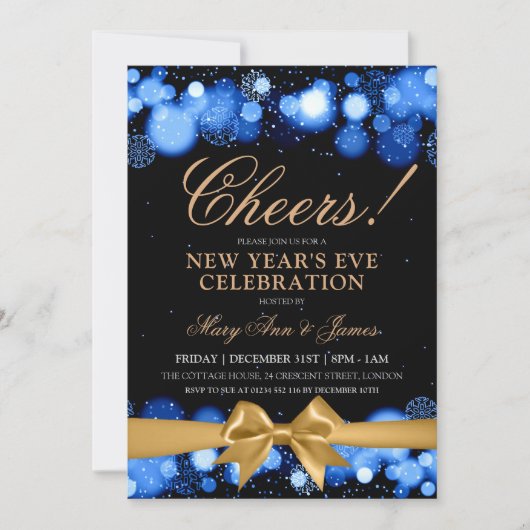Invitation Nouvel An Eve Party Marine or hiver Wonder Bow (Devant)