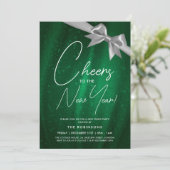 Invitation Nouvel An Eve Silver Green Sparkine Sequin Bow (Debout devant)