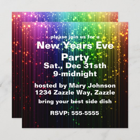 Invitation Nouvel An Eve Sparkle (Devant / Derrière)