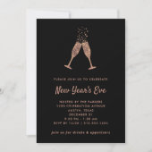 Invitation Nouvel An| Faux Rose Gold Confetti (Devant)