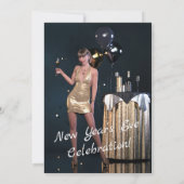 Invitation Nouvel An Fille de la Soirée en Robe Séquinée (Dos)