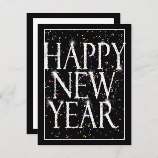 Invitation Nouvel An flamboyant (Devant / Derrière)