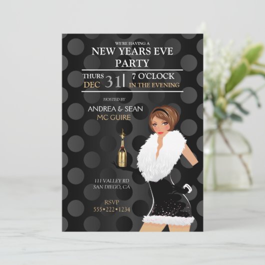 Invitation Nouvel An Mode Fille Vacances Robe (Debout devant)