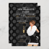 Invitation Nouvel An Mode Fille Vacances Robe (Devant / Derrière)