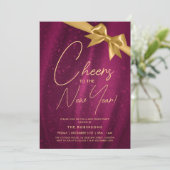 Invitation Nouvel An MODERNE Eve Gold Pink Sparkle Bow (Debout devant)