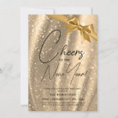 Invitation Nouvel An MODERNE Eve Gold Sparkle Sequin Bow (Devant)