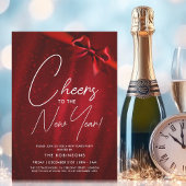 Invitation Nouvel An MODERNE Eve Red Sparkle Sequin Bow