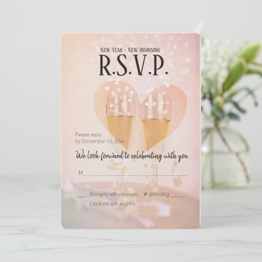 Invitation Nouvel An Nouveau Début/Nouvel An Mariage/RSVP (Debout devant)