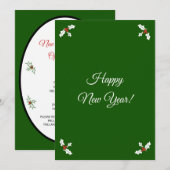 Invitation Nouvel An Open House Green Holly Red Berries (Devant / Derrière)