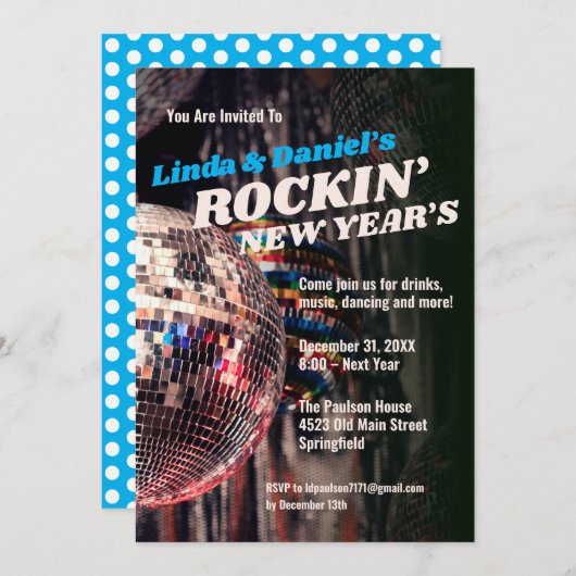 Invitation Nouvel An Rétro (Devant / Derrière)