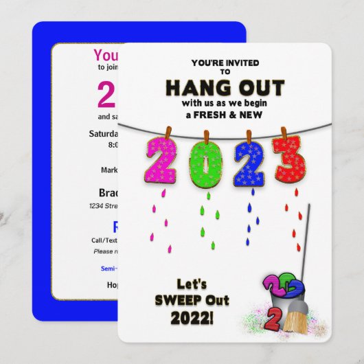 Invitation Nouvel An Réveillez une fête unique fraîche et col (Devant / Derrière)