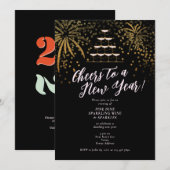 Invitation Nouvel An Réveillon Champagne Tower Dîner Cocktail (Devant / Derrière)