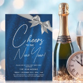 Invitation Nouvel An Silver Navy Sparkine Sequin Bow