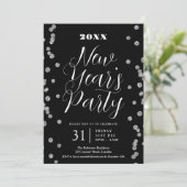 Invitation Nouvel An Silver Parties scintillant Confetti Noir (Debout devant)