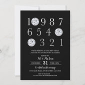 Invitation Nouvel An Soirée Noir Silver Disco Ball (Devant)