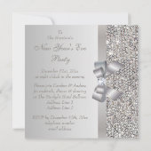 Invitation Nouvel An Soirée Séquins Argent Diamant Imprimer (Dos)