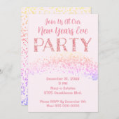 Invitation Nouvel An Soirée thème rose (Devant / Derrière)