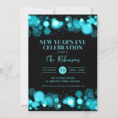 Invitation Nouvel An Soirée Turquoise Black Winter Wonder (Devant)