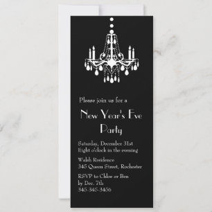 Invitation Nouvel An sous les feux de l'invitation (noir)