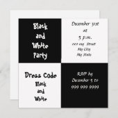 Invitation Nouvel An Sove Party Black and White Party (Devant / Derrière)