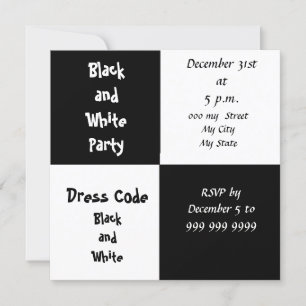 Invitation Nouvel An Sove Party Black and White Party