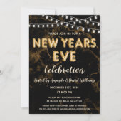 Invitation Nouvel An Sove Party Gold Black Balloirs (Devant)