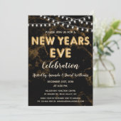 Invitation Nouvel An Sove Party Gold Black Balloirs (Debout devant)