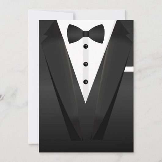 Invitation Nouvel An Tuxedo Suit Gold Black Bow Cravate (Dos)