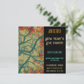 Invitation Nouvel An vert arbre rouge feuille (Debout devant)