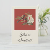 Invitation Nouvel An vintage Oiseaux (Debout devant)