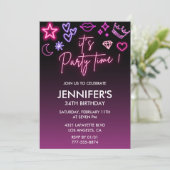 Invitation Nouvel anniversaire 34e anniversaire Black Pink (Debout devant)