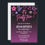 Invitation Nouvel anniversaire 34e anniversaire Black Pink<br><div class="desc">Nouvel anniversaire 34e anniversaire Black Pink Invitation C'EST L'HEURE DE LA FÊTE !</div>