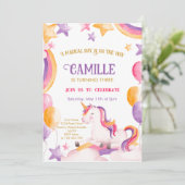 Invitation Nouvel anniversaire à la licorne (Debout devant)