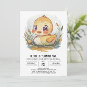 Invitation Nouvel anniversaire de canard modifiable mignon (Debout devant)