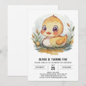 Invitation Nouvel anniversaire de canard modifiable mignon (Devant / Derrière)