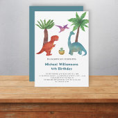 Invitation Nouvel anniversaire de dinosaure d'aquarelle minim