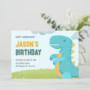 Invitation Nouvel anniversaire de dinosaures mignons